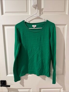 J. Crew Women’s Bright Green Crewneck Long-Sleeve Top